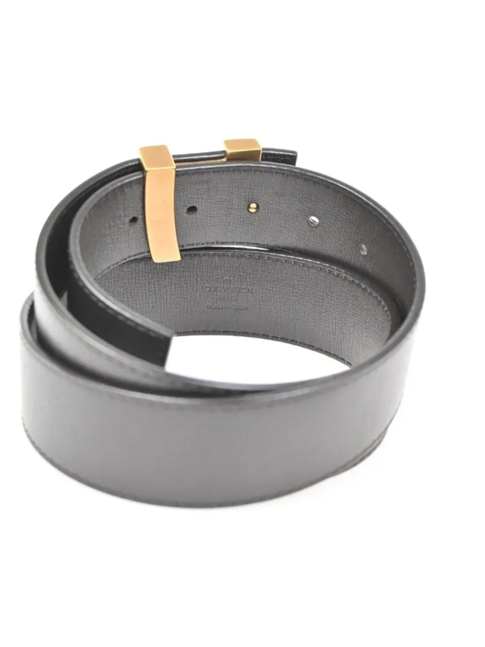 Louis Vuitton Belt Ceinture LV Initial 80 Brown Gold Leather